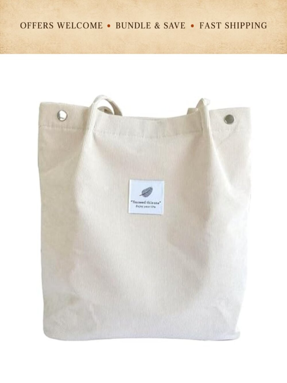 Corduroy Quilted Tote Bag Large Capacity Shoulder Bag with Pockets